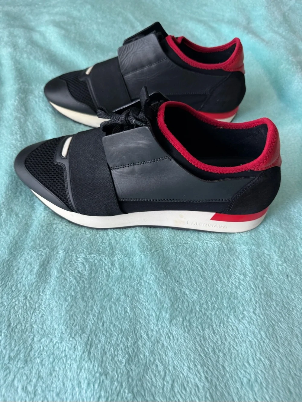 Balenciaga Race Runner Sneakers - Black/Red/white - Men’s size US 8 EU 41